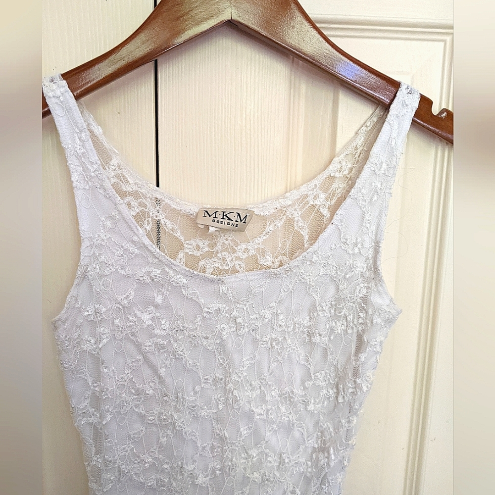 White Lace Multilayer Tank Top - Size S